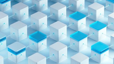 Blockchain on technology background.Digital visualization of the token with lines and digital icons. The glowing lines of the included working servers, united in a single network.