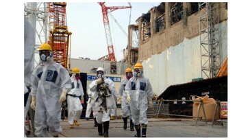 IAEA experts inspecting damage at Fukushima Daiichi Nuclear power plant.