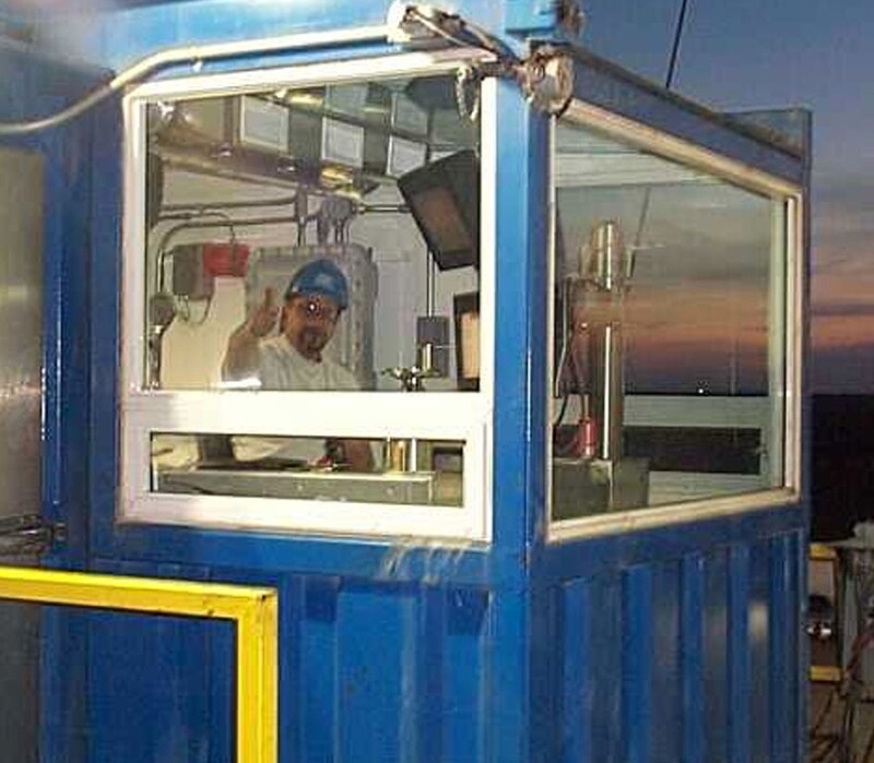 A driller cabin built by NOV for an early Helmerich & Payne FlexRig.