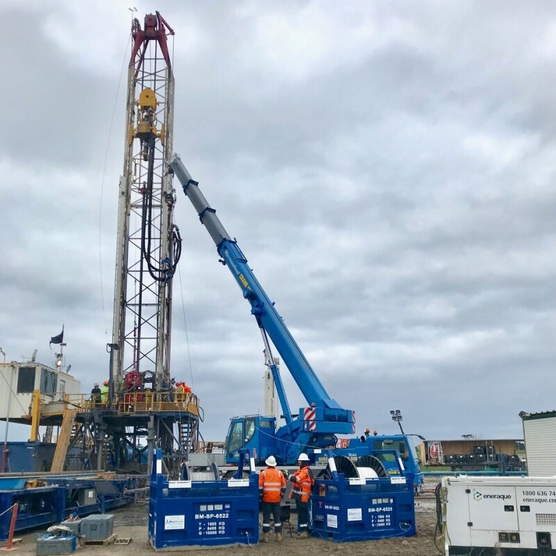 A permanent fiber-optic cable installation on well casing at the CO2CRC carbon storage research site in Otway, Australia.