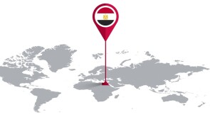 EGYPT Location Pin on World Map with Flag in Pin's Body