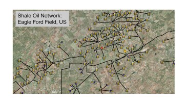 Example of a network model with a geographic information system map.
