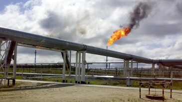 Flare for flaring associated gas. The end point of the pressure relief system on the oil facility.