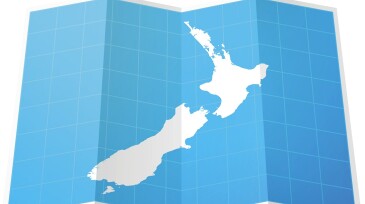 New Zealand Map folded, isolated on white Background