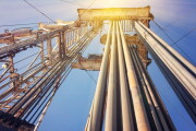 Onshore land rig in oil and gas industry.