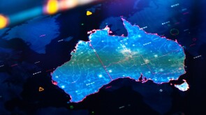 Map of Australia on digital display