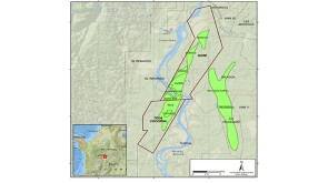 The location of heavy oil fields in the MMV basin under evaluation (polygon).