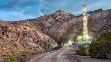 Drilling Fracking Rig at Dusk