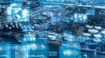 Industrial technology concept. Communication network. INDUSTRY 4.0. Factory automation.