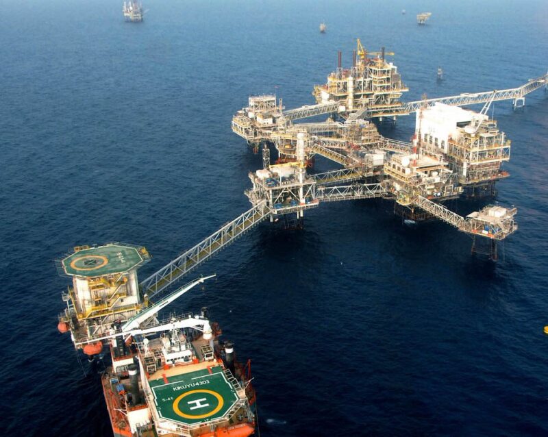 Production platforms offshore Qatar