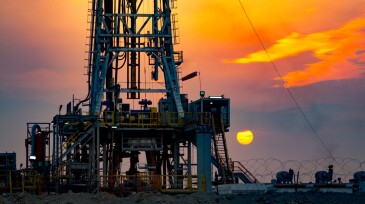 Drilling rig at sunset in Basra