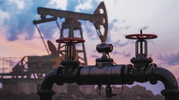 Gas Pipeline In Front Of The Oil Pump