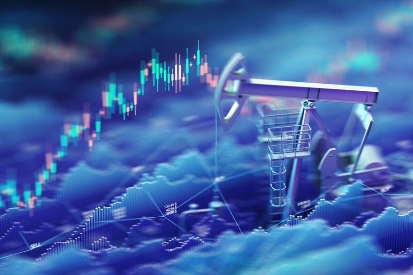 Oil pumpjacks with financial charts