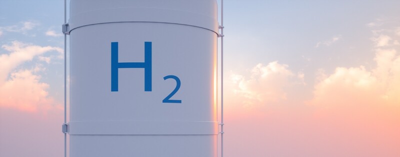 Hydrogen Storage Tank In Renewable Energy With Sky View Background