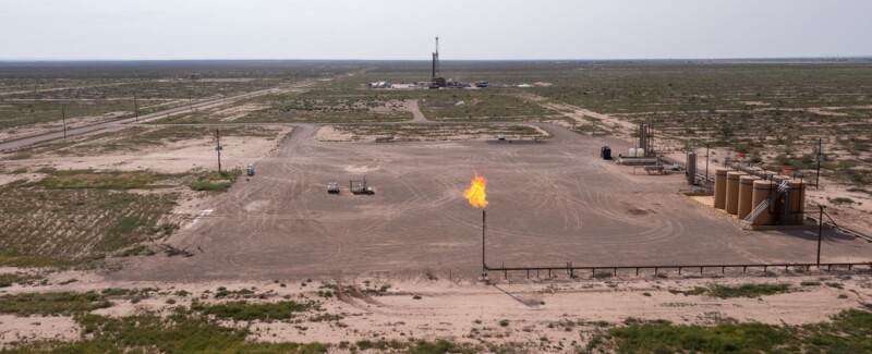 Oil Drilling Rigs in New Mexico Shot from Drone