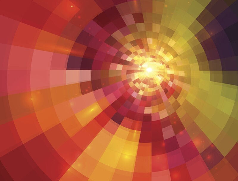 Abstract orange shining circle tunnel background