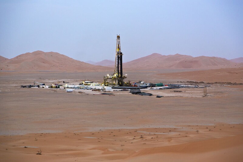 A drilling operation in the Omani desert.