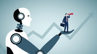 Artificial intelligence helping businessman make strategy and forecast.