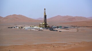 A drilling operation in the Omani desert.