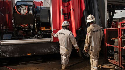 “Electric fleet” is a somewhat misleading term, as the technology is actually powered by  on-site gas engines. Source: Liberty Energy.