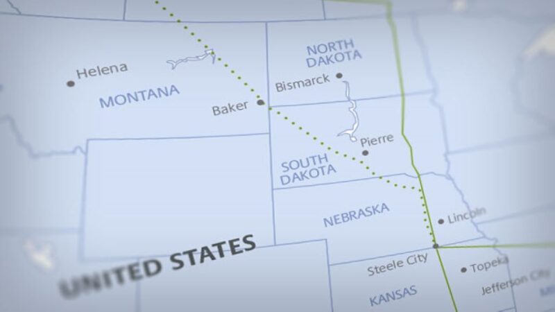 Map showing path of Keystone XL project
