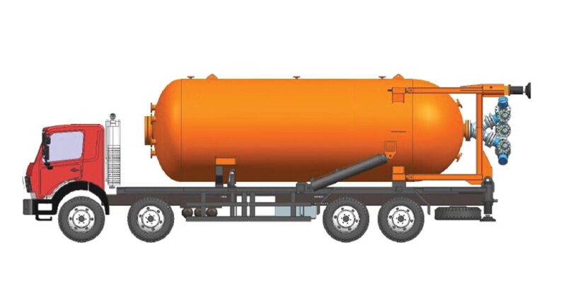 Drawing of truck for blending waterless fracturing materials