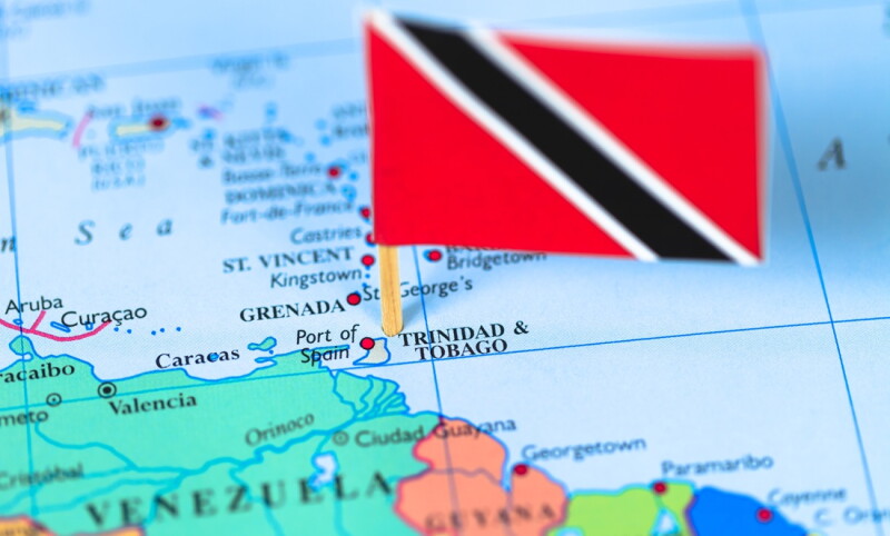 Map and flag of Trinidad &amp; Tobago