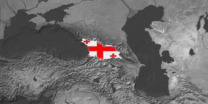 World Map with Georgia Flag Overlay
