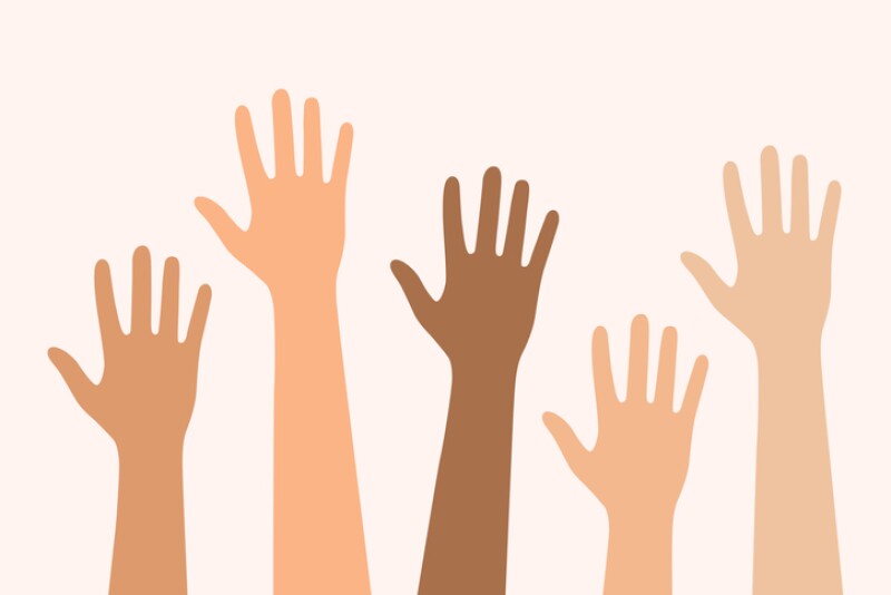 Multiethnic Diverse Hands Raised Up