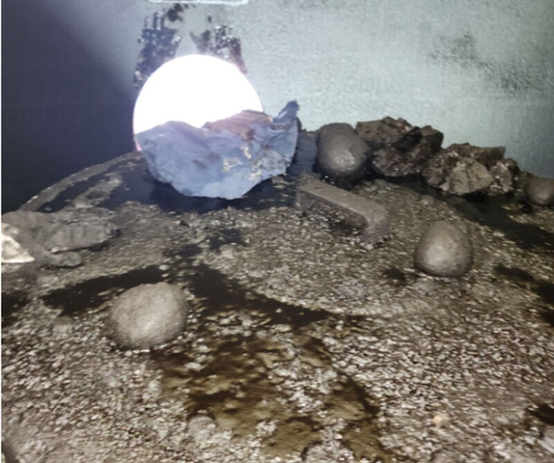 Fig. 4—Golf ball-sized waxy agglomerates found in a degasser/flotation tank. Courtesy of NOV.