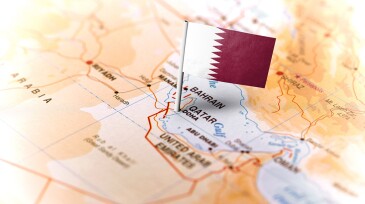 Qatar pinned on the map with flag