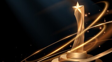 Golden star trophy with light effects