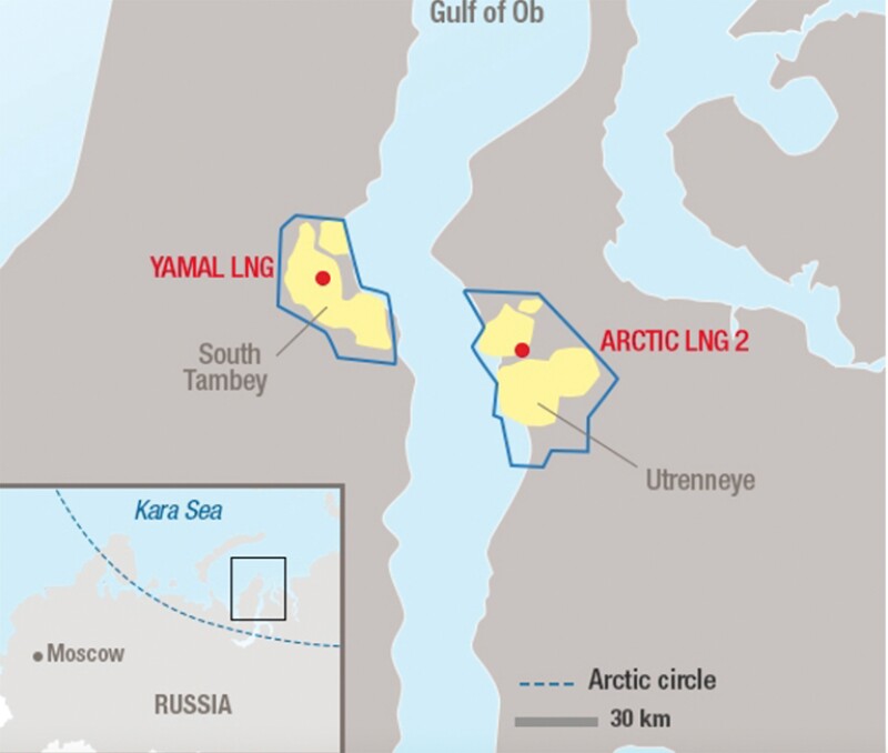 Novatek’s Yamal LNG project and its new Arctic LNG facilities are situated on opposite shores of Ob Bay with access to the Kara Sea