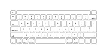 Keyboard of computer, laptop. Modern key buttons for pc. White keyboard isolated on white background. Icons of control, enter, qwerty, alphabet, numbers, shift, escape. Realistic mockup. Vector