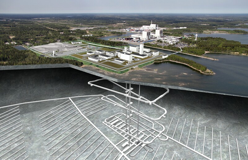 Photomontage of Sweden’s planned spent nuclear fuel repository in Söderviken in Forsmark