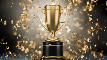 First place in a computer game. Winner's Cup. Achievements. Victory. Goal achievement concept. Best in Class Trophy Award. Top Performance Award. Winner certificate. 3D render.