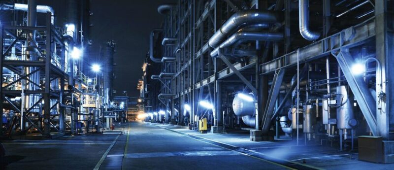 Industrial facility at night