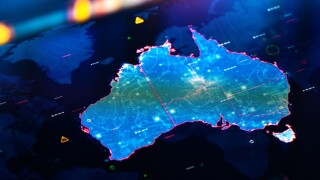 Map of Australia on digital display