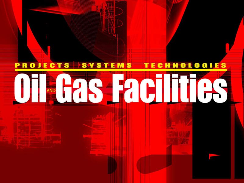 Oil and Gas Facilities logo on abstract background