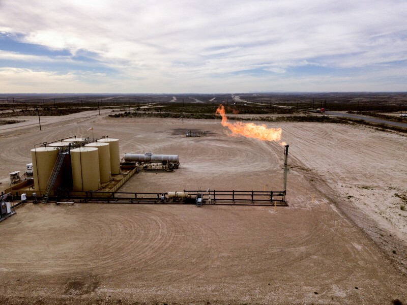 Flame at a gas Compression Station