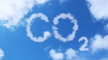 Blue sky with word CO2 . Global warming concept. Natural disasters and cataclysms