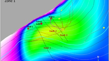 Wells and current faulting in the area of interest.