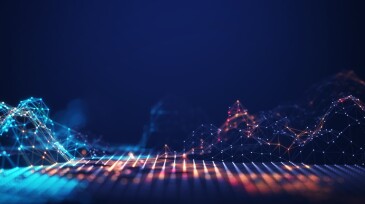 Abstract connected dots and lines. Concept of AI technology, Motion of digital data flow.