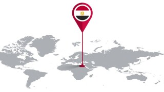 EGYPT Location Pin on World Map with Flag in Pin's Body