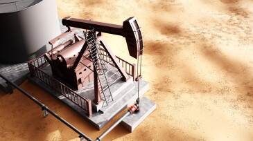 Oil rig with storage tank. Top view