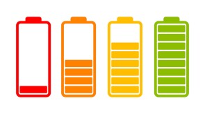 Battery charge indicator icons set isolated on white background