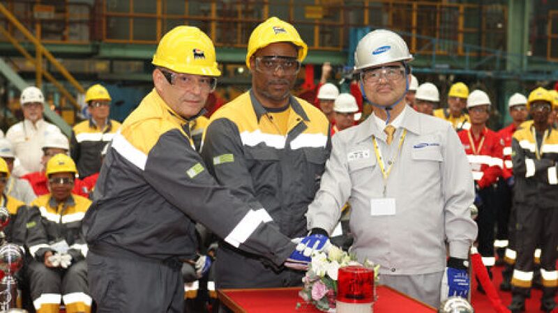 Ceremony for initial development on hull of Coral South FLNG vessel
