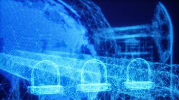 Oil Pipeline with Triangle Shapes Lines And Dots Forming A Plexus Background