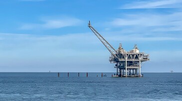 Offshore Drilling Platform in the Gulf of Mexico with Copy Space