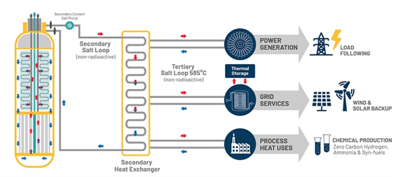 Terrestrial Technologies’ Integral Molten-Salt Reactor Generation IV power plant schematic